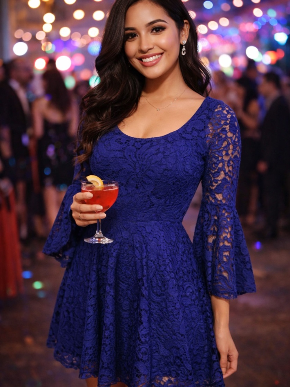 BCX Royal Blue Lace Fit & Flare Mini Dress